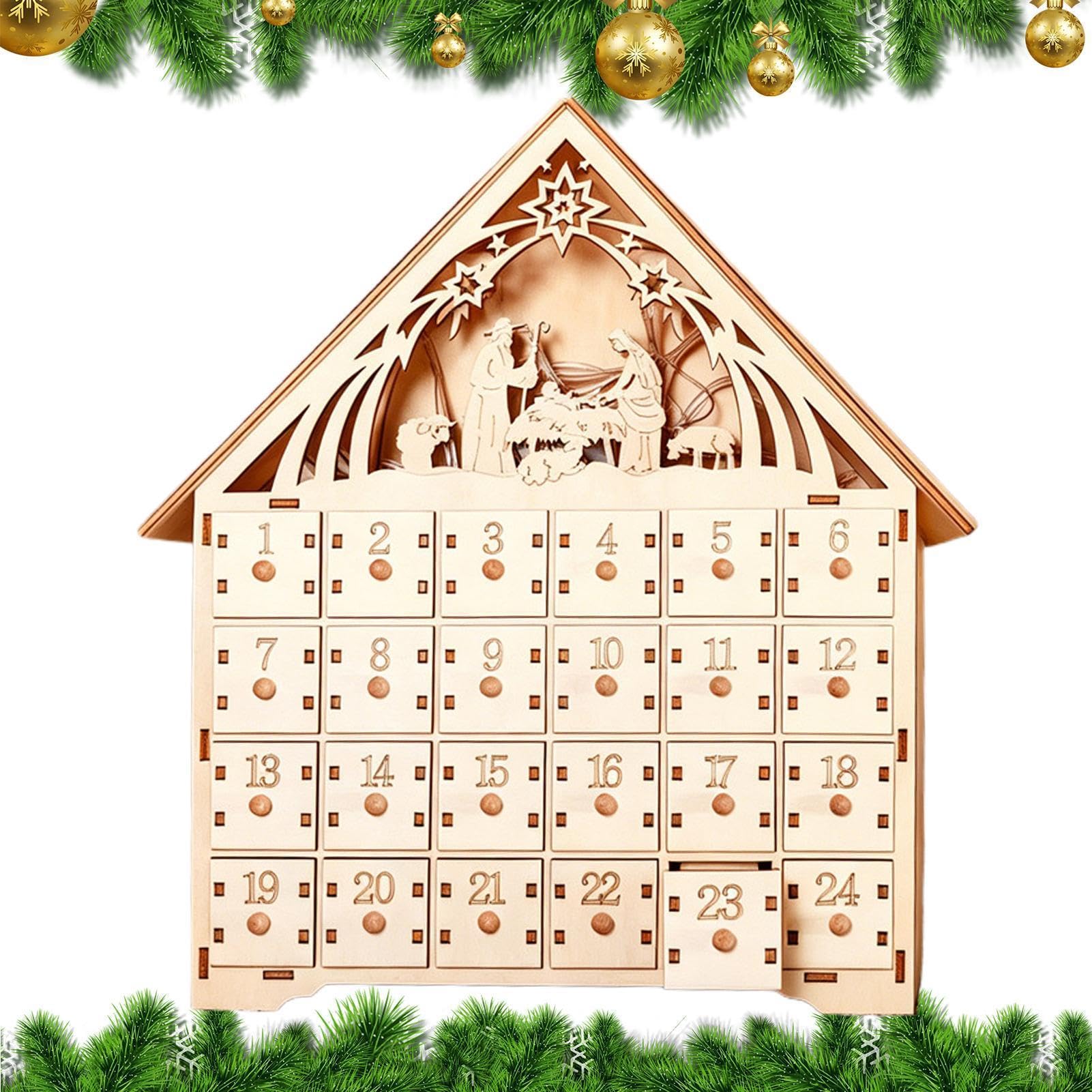 Cuenta regresiva para Navidad Calendario 24 días de madera con forma