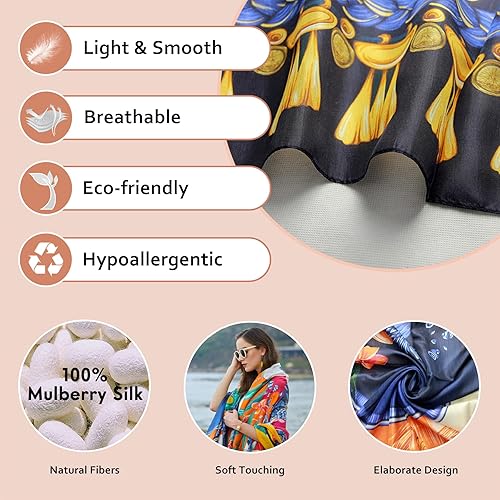 Miniatura 5 de DANA XU Bufanda y mantón extragrande de seda de morera 100% para mujer, bufanda pashmina floral para vestidos de noche, suave y de gran tamaño