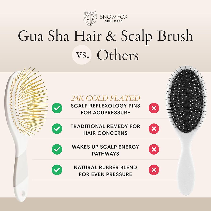  FOX GUA SHA ヘアブラシ Gua Sha Hair & Scalp Brush: Premium Wooden Edition – Snow