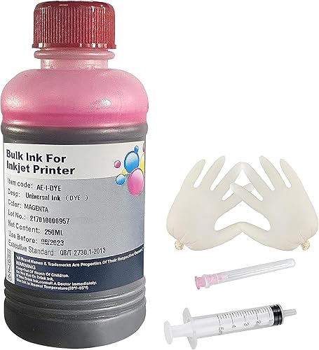 Tinta magenta Kit de tinta de repuesto universal de tinta tinta, 8.5 fl oz, trabajo para impresoras Canon HP Epsn Brother Injet, cartucho