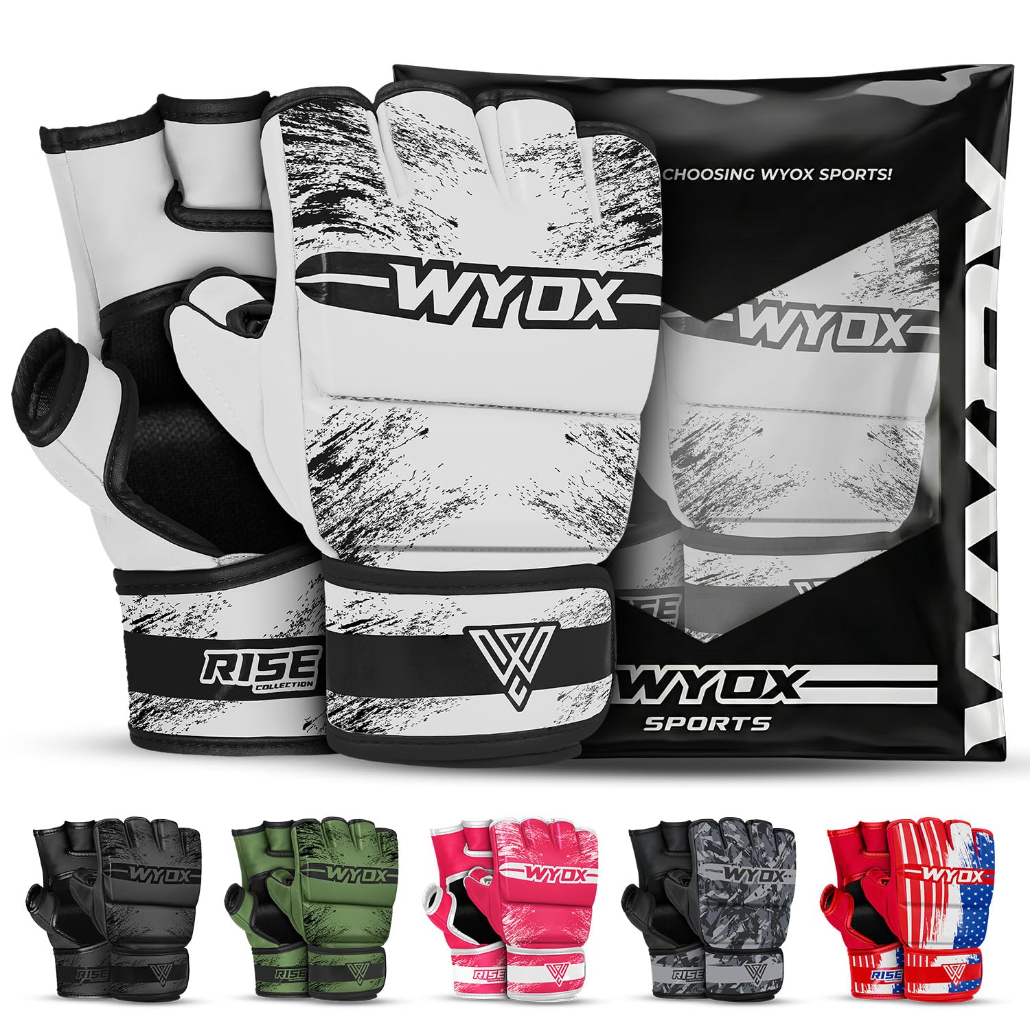 WYOX MMA Gloves for Men &amp; Women – Open Palm MMA Sparring Gloves with Multi-Layer Knuckle &amp; Thumb Padding, Wrist Support, Fingerless Punching Bag Gloves for Grappling, Kickboxing, Muay Thai &amp; Training
