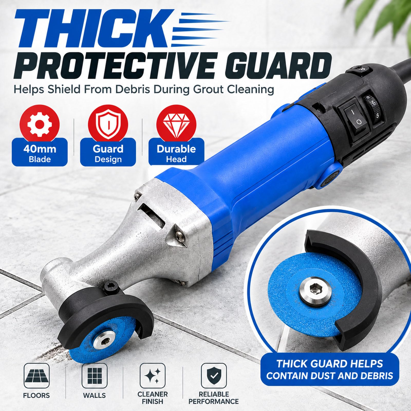 Strumento Elettrico Per La Rimozione Della Malta, Pulitore Per Fughe Di Piastrelle Da 400 W Con Controllo A 6 Velocità, 10.000-24.000 Giri/min, Lame Da 40 Mm Main Unit
