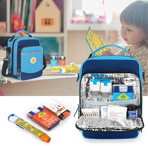 Miniatura 10 de CURMIO EpiPen - Funda de transporte para niños, bolsa de medicina aislada para bolígrafos Epi, Auvi-Q, inhalador de asma, espaciador, rosa (solo