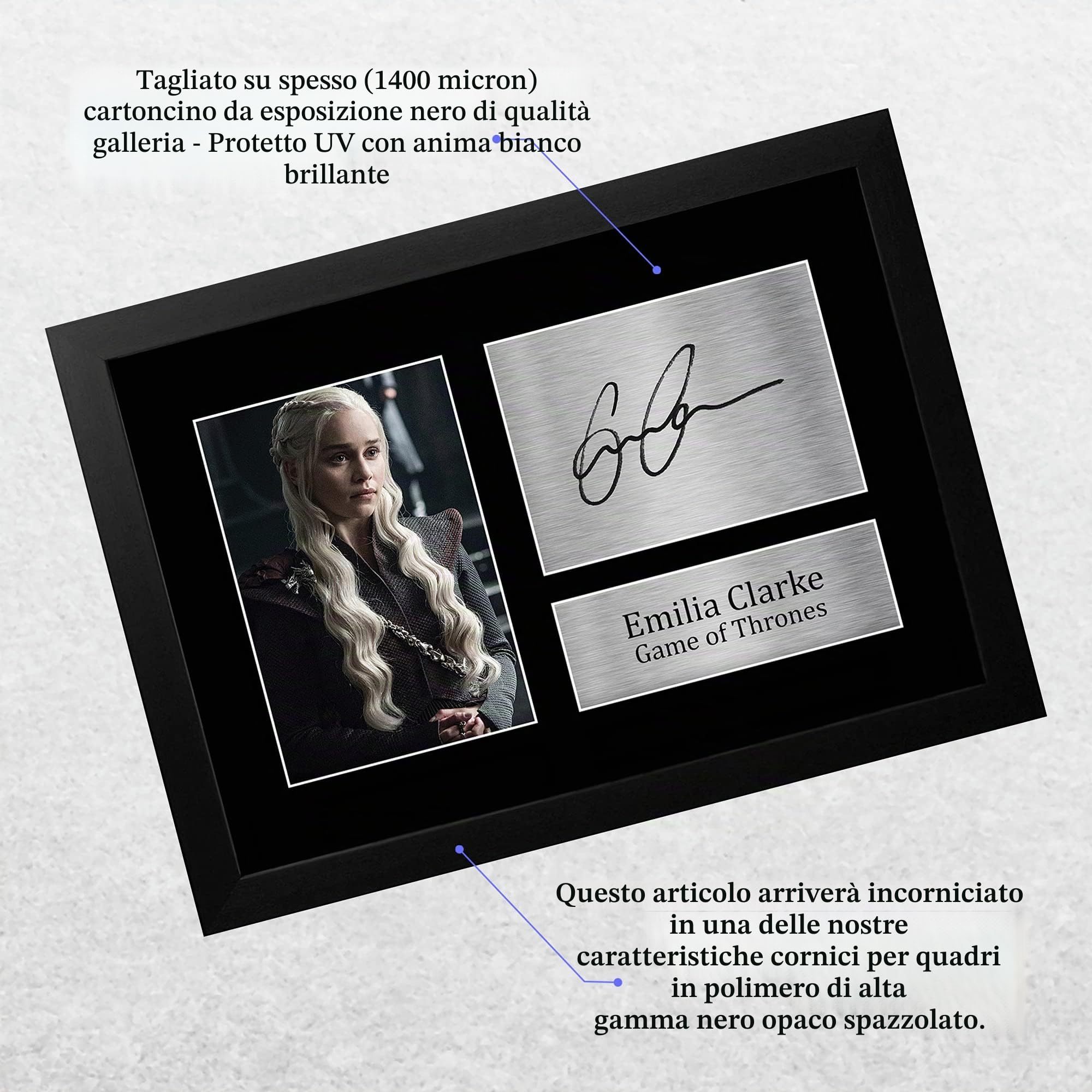 HWC Trading Emilia Clarke A4 Incorniciato Firmato Regalo Visualizzazione Delle Foto Print Immagine Autografo Stampato Per Game Of Thrones Tv Show Fan