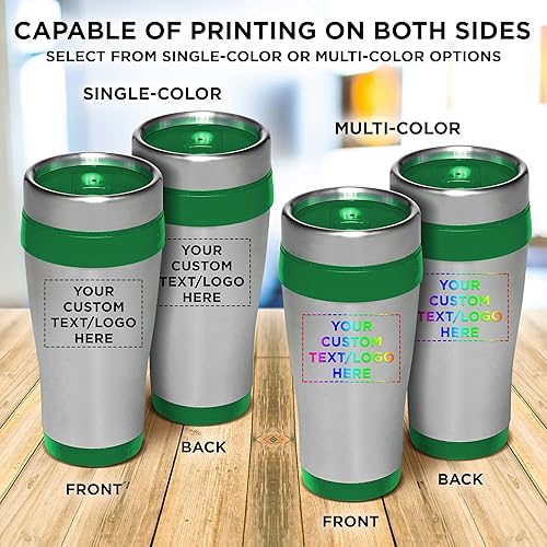 Miniatura 12 de Tazas de viaje de acero inoxidable con aislamiento personalizado, 16 onzas, juego de 100, paquete personalizado a granel, perfectas para café