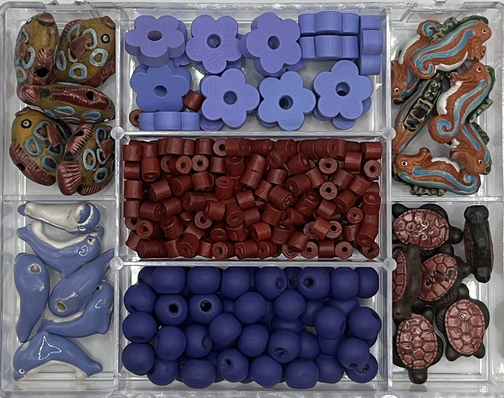 Bead Bazaar Hand Painted Ceramic and Wood Beads in A Case-Hand Painted
