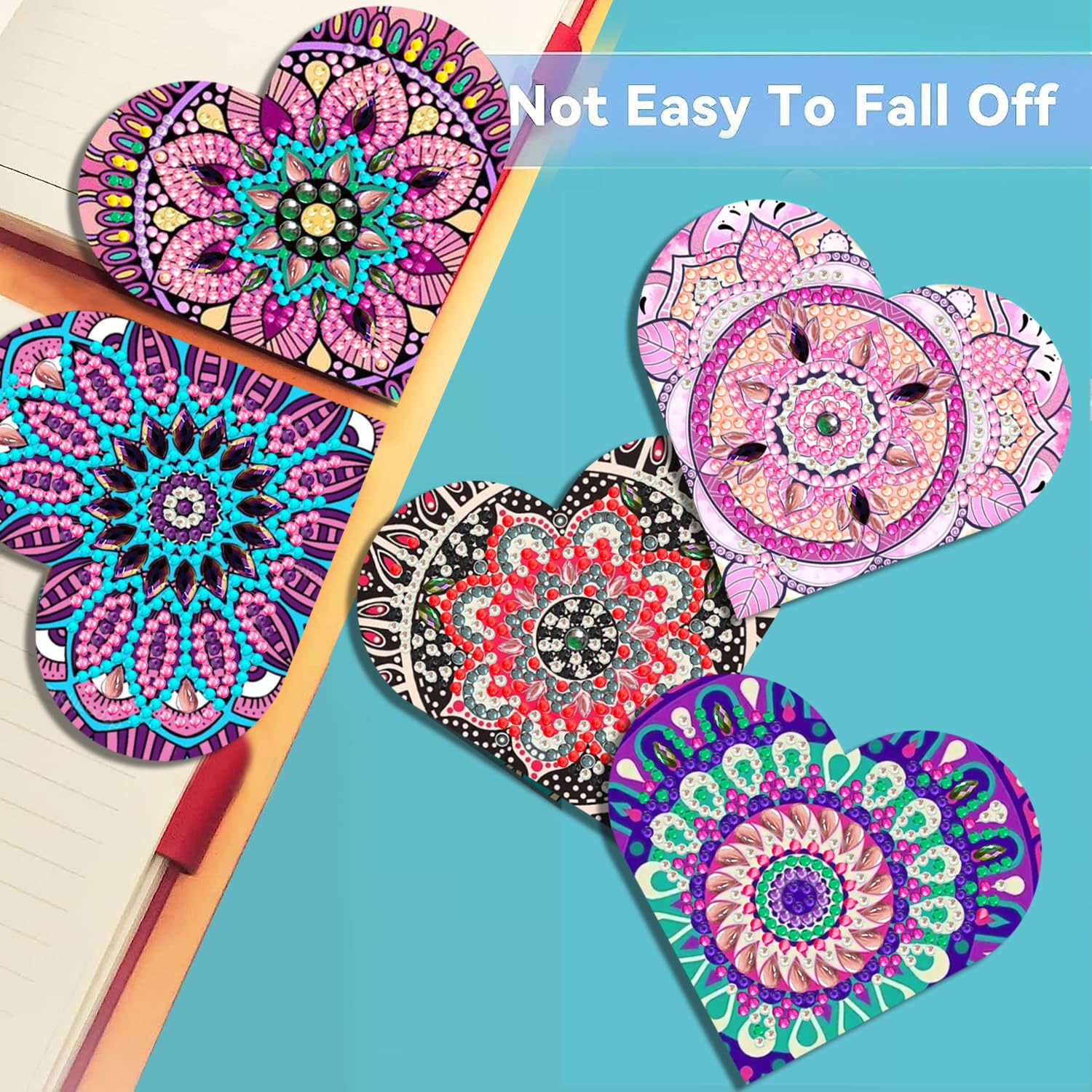 Kit Diamond Art Per Segnalibro Fai Da Te - Nero Viola Con Strass E Penna