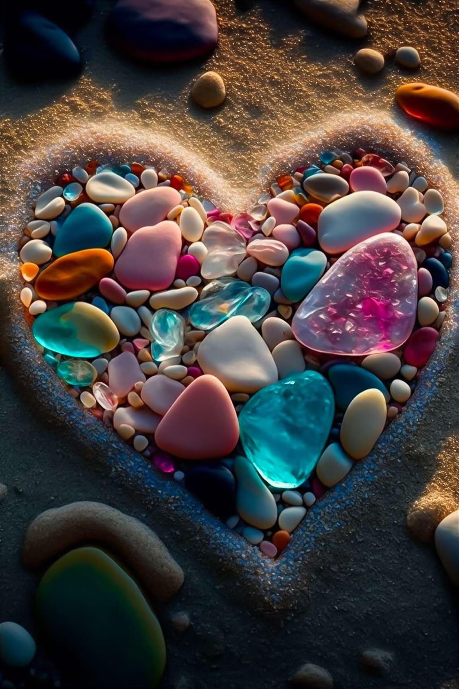 Puzzle dla dorosłych, 1000 elementów, Love Stones Beach Artwork Puzzle 75 x 50 cm, kolorowe puzzle "zrób to sam" do dekoracji domu, rodzinne puzzle dla początkujących i dzieci