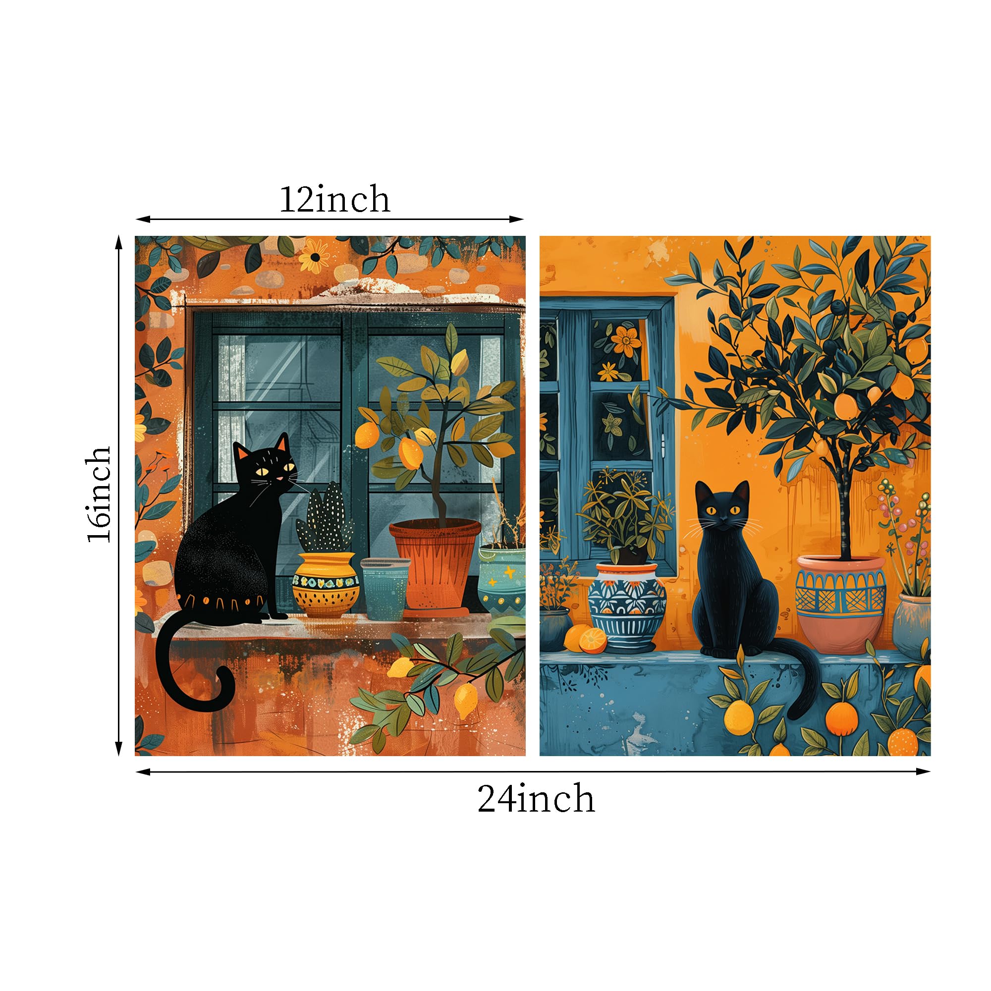 アクリル画 絵画 【黒猫のおなかのなか】額縁なし