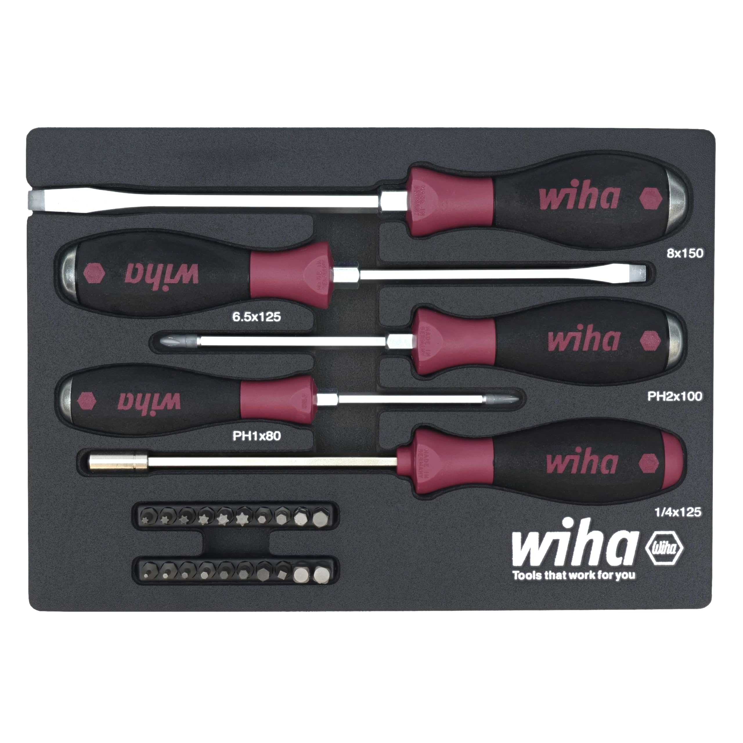 Wiha 52690 25 Piece MicroFinish Screwdriver Tray Set