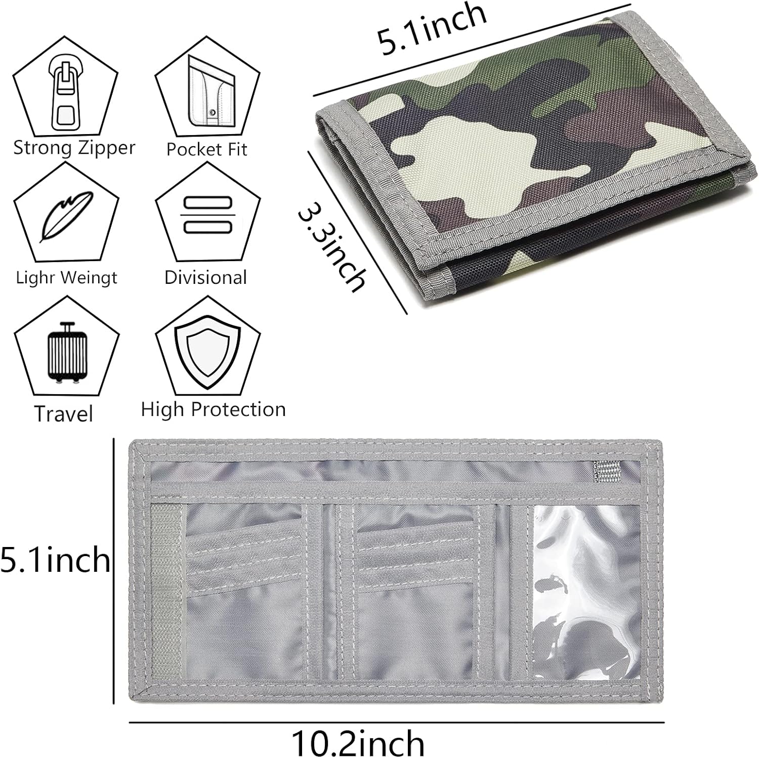 Kids Wallet for Boys Girls Ages 6-18 Trifold, Toddler Wallet for Boys, Youth Velcro Wallets for Boys with Zipper Coin Pocket and Card Holders, Novelty Wallet for Childrens Birthday Gifts : Clothing, Shoes & Jewelry