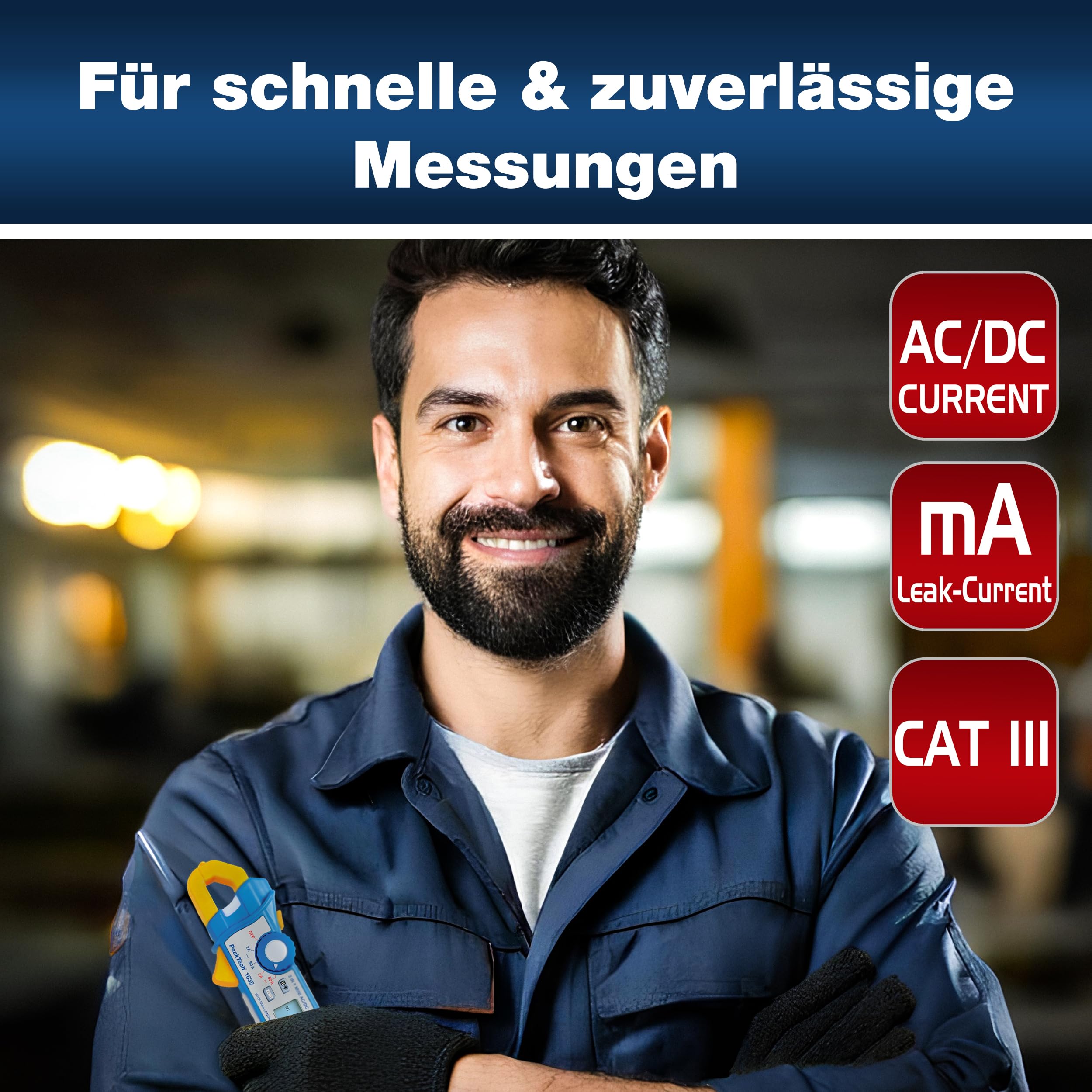 PeakTech 1635 - Strommesszange für Kriechstrom & Leckstrom 2A / 80A AC/DC