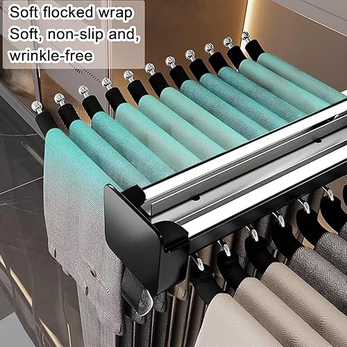 Miniatura 5 de Barra de valet extraíble para armario, soporte retráctil de 88.2 lbs, barra de armario ajustable de aleación de aluminio, riel de ropa extraíble