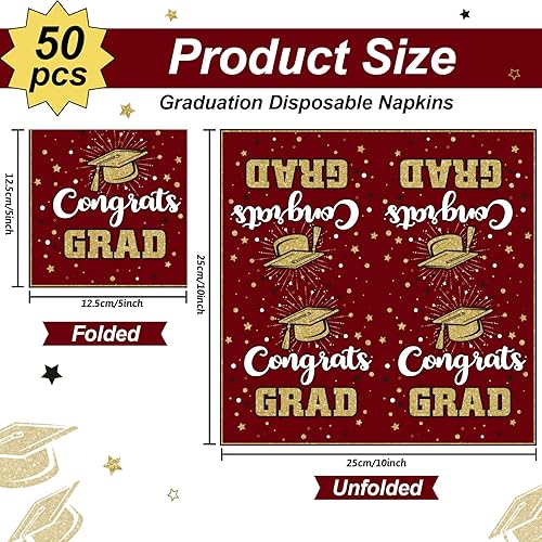 Miniatura 2 de Servilletas de fiesta de graduación 2025 Servilletas de felicitaciones de graduación 2025 Felicitaciones para fiesta temática de graduación,