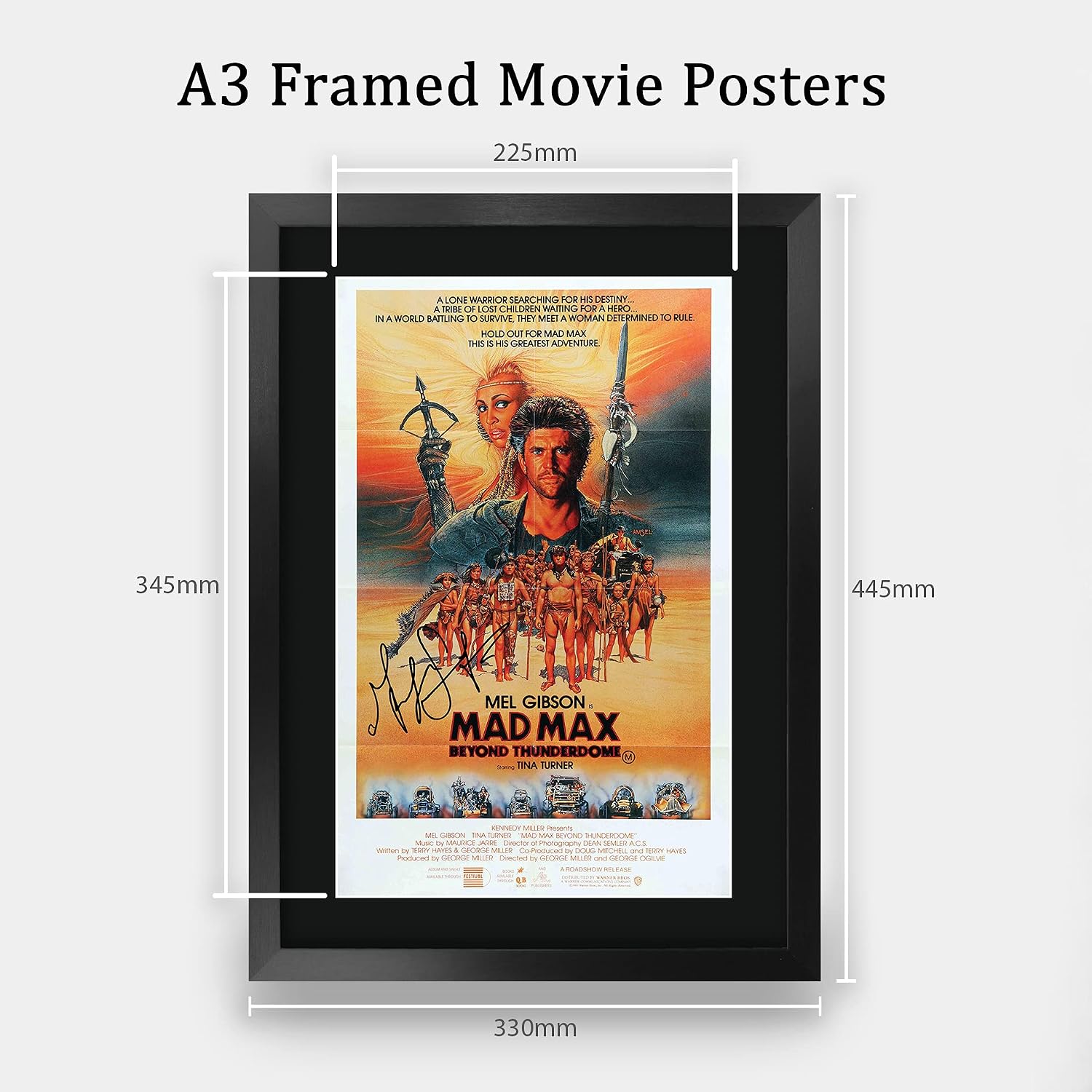 HWC Trading Mad Max Beyond Thunderdome Mel Gibson 16 x 12 inch Gifts Printed Poster Signed Autograph Picture for Movie Memorabilia Fans - 16" x 12" Framed