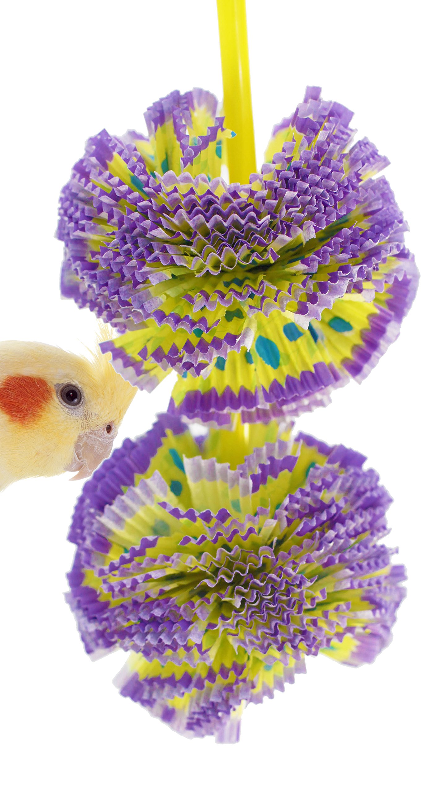 Bonka Bird Toys 1065 Duo Paper Puff 8" High by 3" Wide Small Parrot Chew Cage Toy, Cockatiel, Parakeet, Lories, and Similar Sized Birds