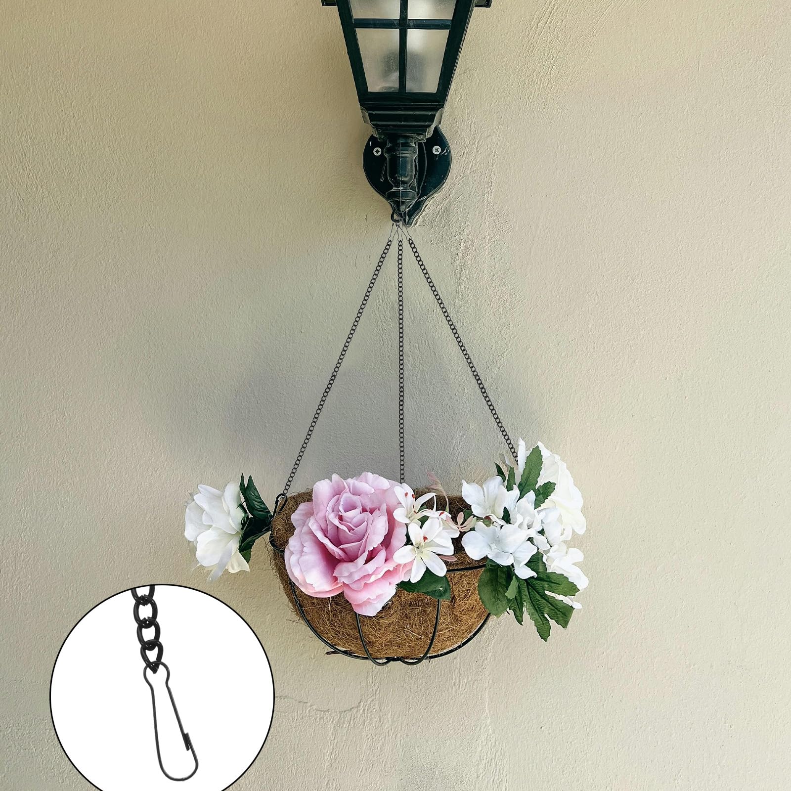 8 PCS Black Chain for Hanging Stained Glass 20 Inch Window Hang Chain to Hang Pictures with Hooks for Courtyards, Gardens, Outdoor Decoration, Walls, Decorative Art Chains — Amazon image 4