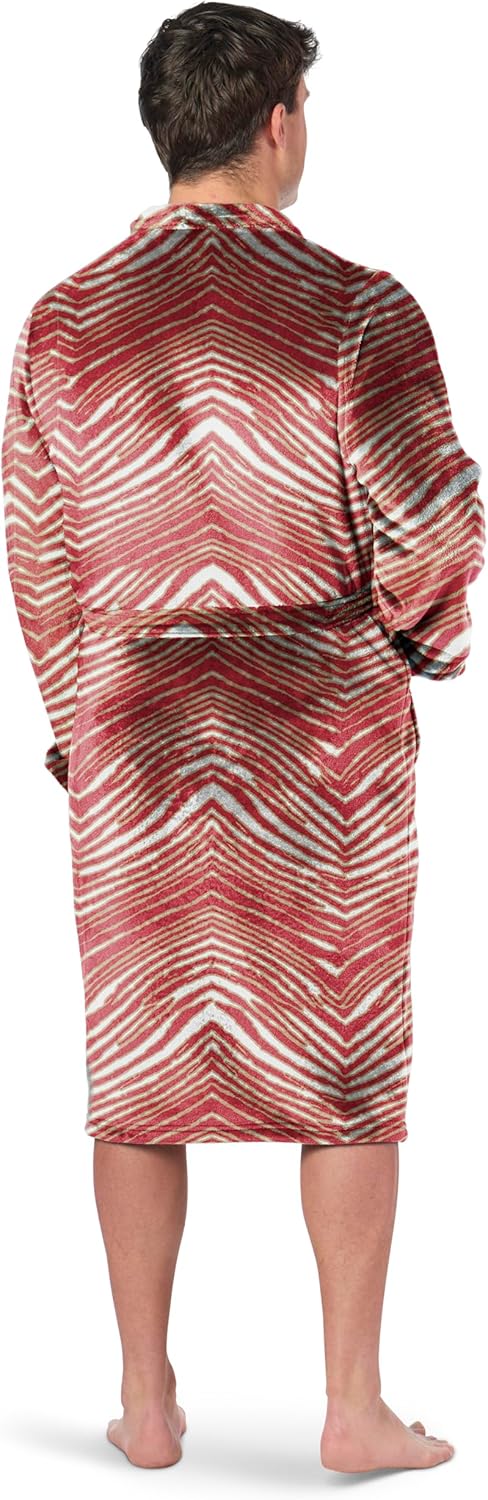 Northwest Zubaz X NFL Team Classic Zebra Pattern Men's Silky Soft Bath Robe - Image 3