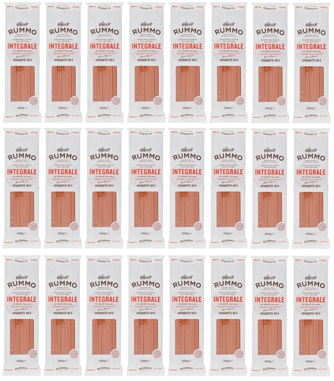 24er-Pack Rummo Pasta Integrale Spaghetti N°3,Vollkornnudeln Nudeln Vollkorn Italienische Pasta 500g
