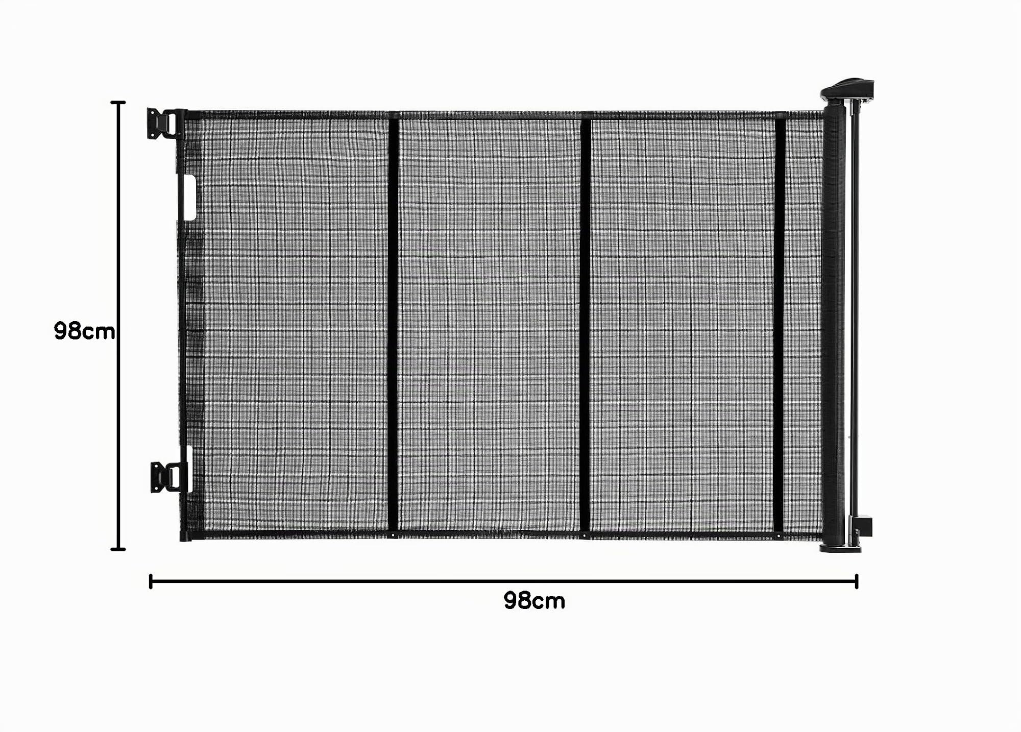 VEVOR Cancelletto Retrattile, Rete Estensibile max. 4150 mm di Larghezza, Altezza 980 mm, con Strisce in Fibra di Vetro Rinforzata, Cancelletto Retrattile in Rete per Cani, Animali Domestici, Nero
