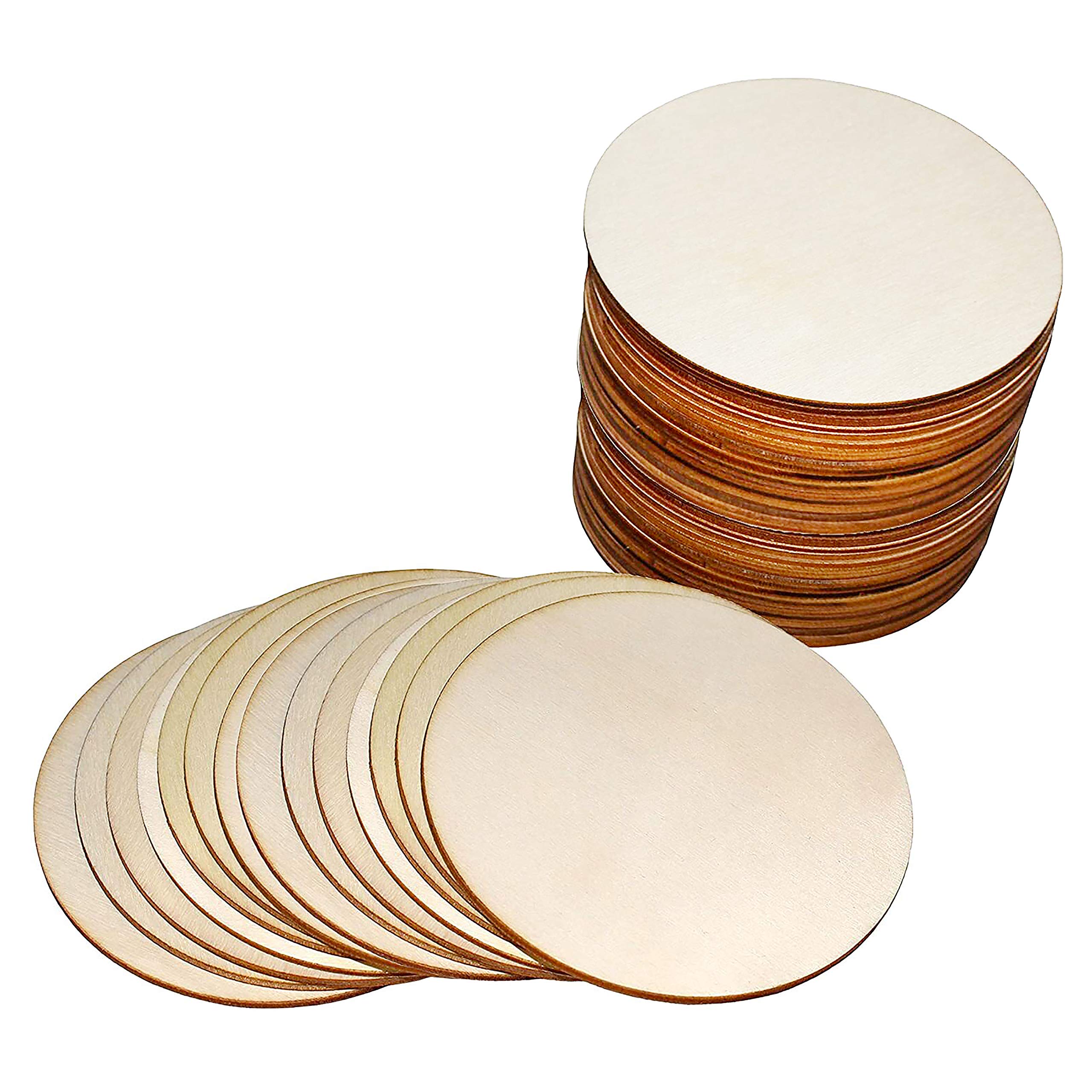 BELLE VOUSUnfinished Wood Discs (Pack of 25) – 10 cm Wood Slice with 2 mm Thickness – Natural Wood Log for Decorations, Hobbies, Labels, Coasters, Ornaments, DIY