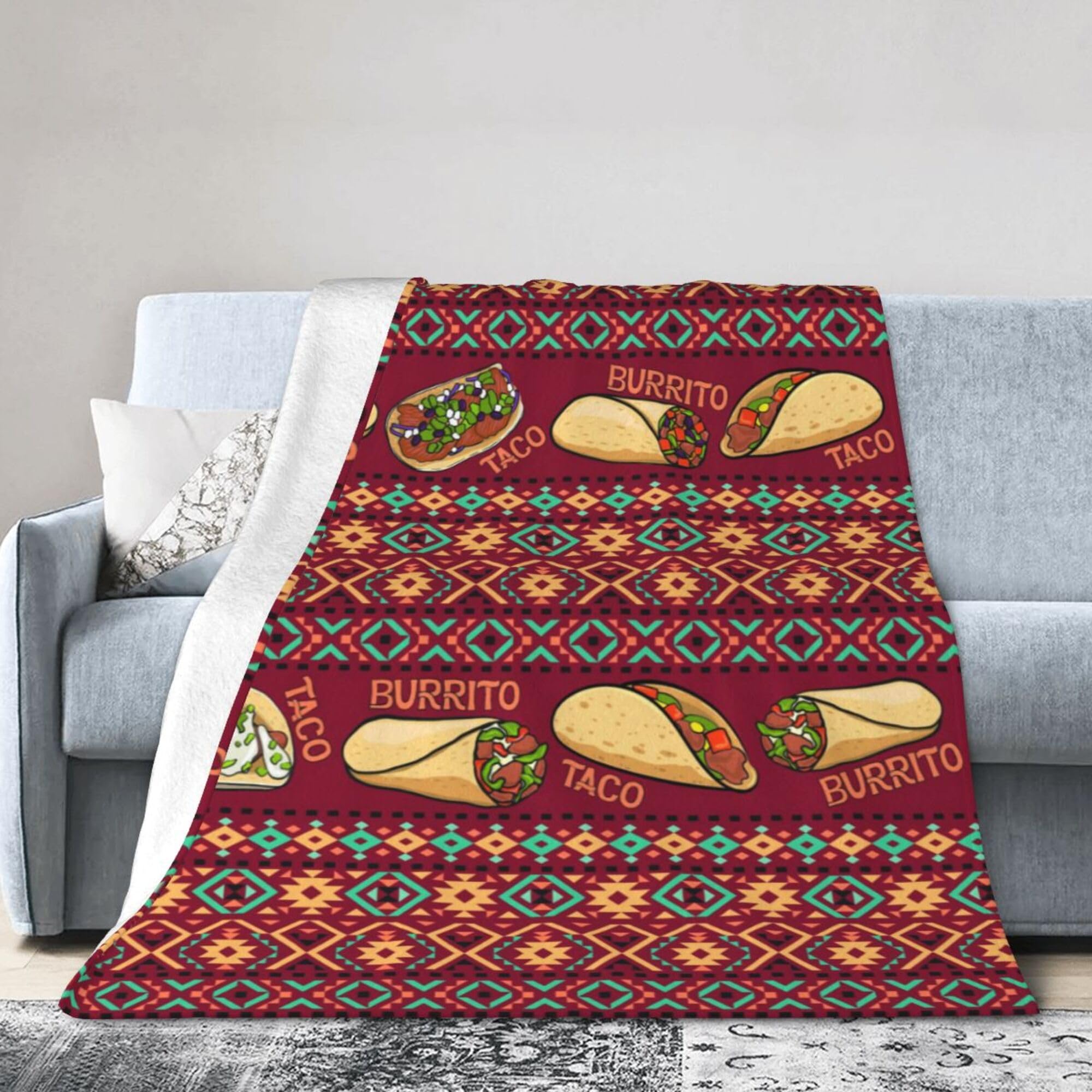 Melbrakin Black Burrito Taco Blanket Super Soft Flannel Blanket Comfy Cozy Throw Blanket Couch Lightweight Blankets For Living Room Bedroom 80"X60"