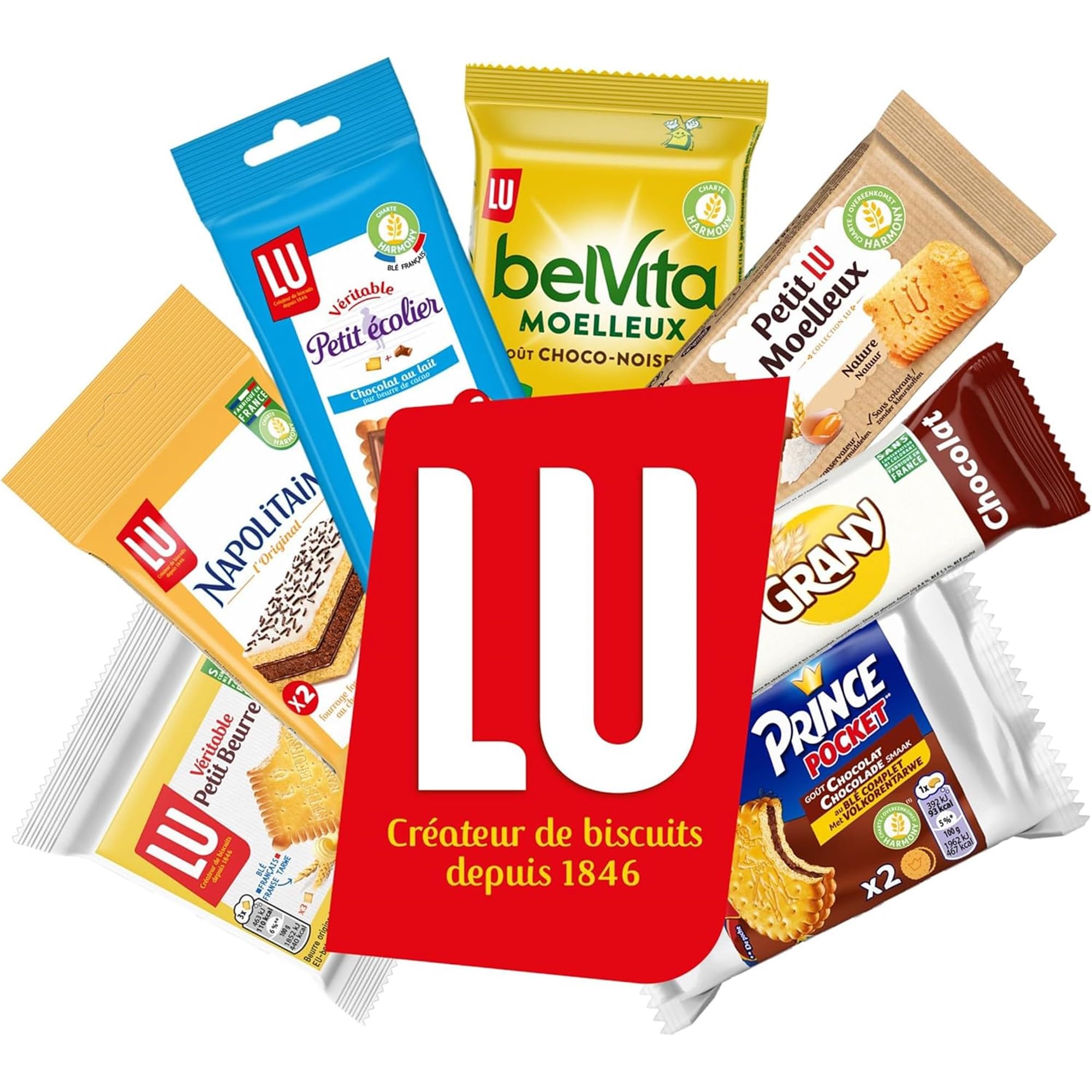 LU - Genuine Petit Beurre Pocket - 4 scatole da 12 sacchetti da 3 biscotti Petit Beurre - Set di biscotti in sacchetti singoli - Ideale per uno spuntino gourmet per bambini - Set di 4x300g