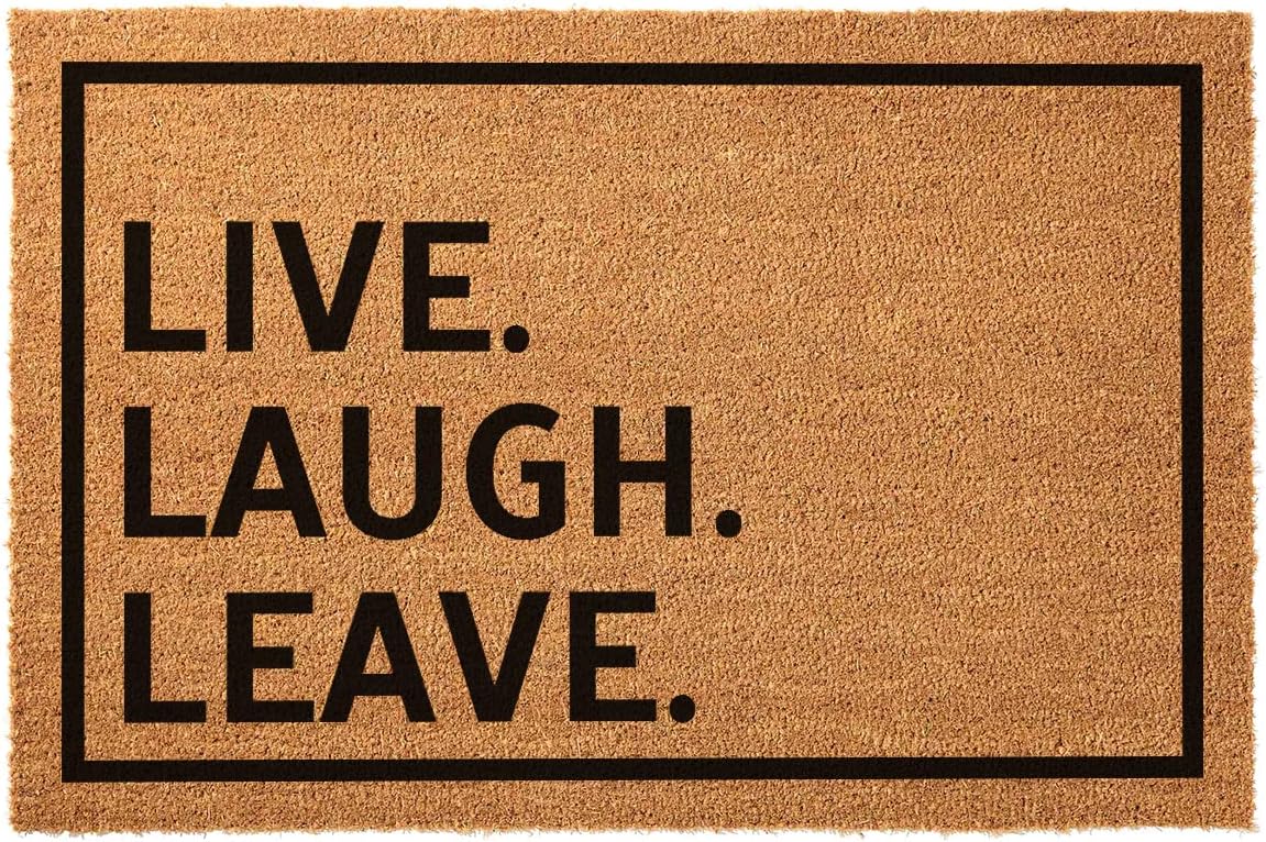 Funny Coir Doormat Live Laugh Leave Front Porch Decor Go Away Doormat For