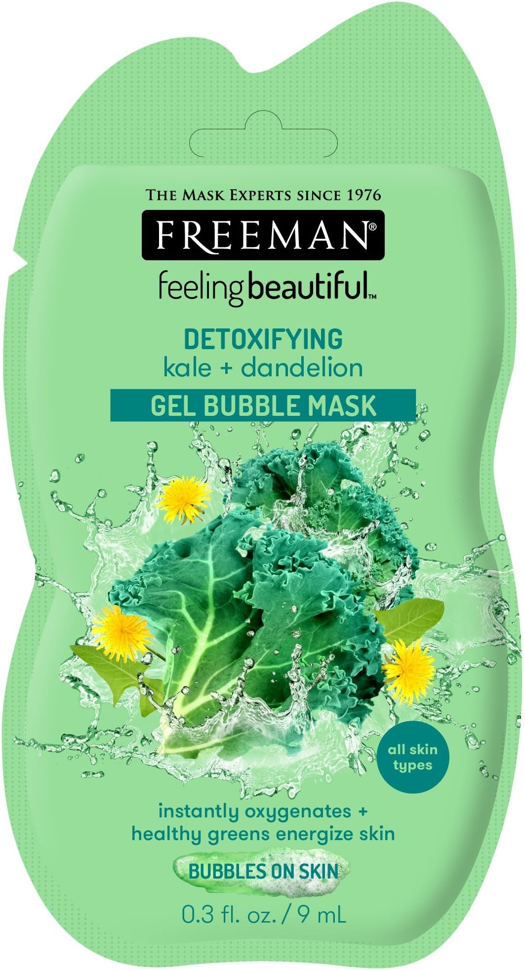 Freeman Beauty Feeling Beautiful Detoxifying Kale & Dandelion Gel Bubble Mask 9ml Sachet | Only UK Distributor