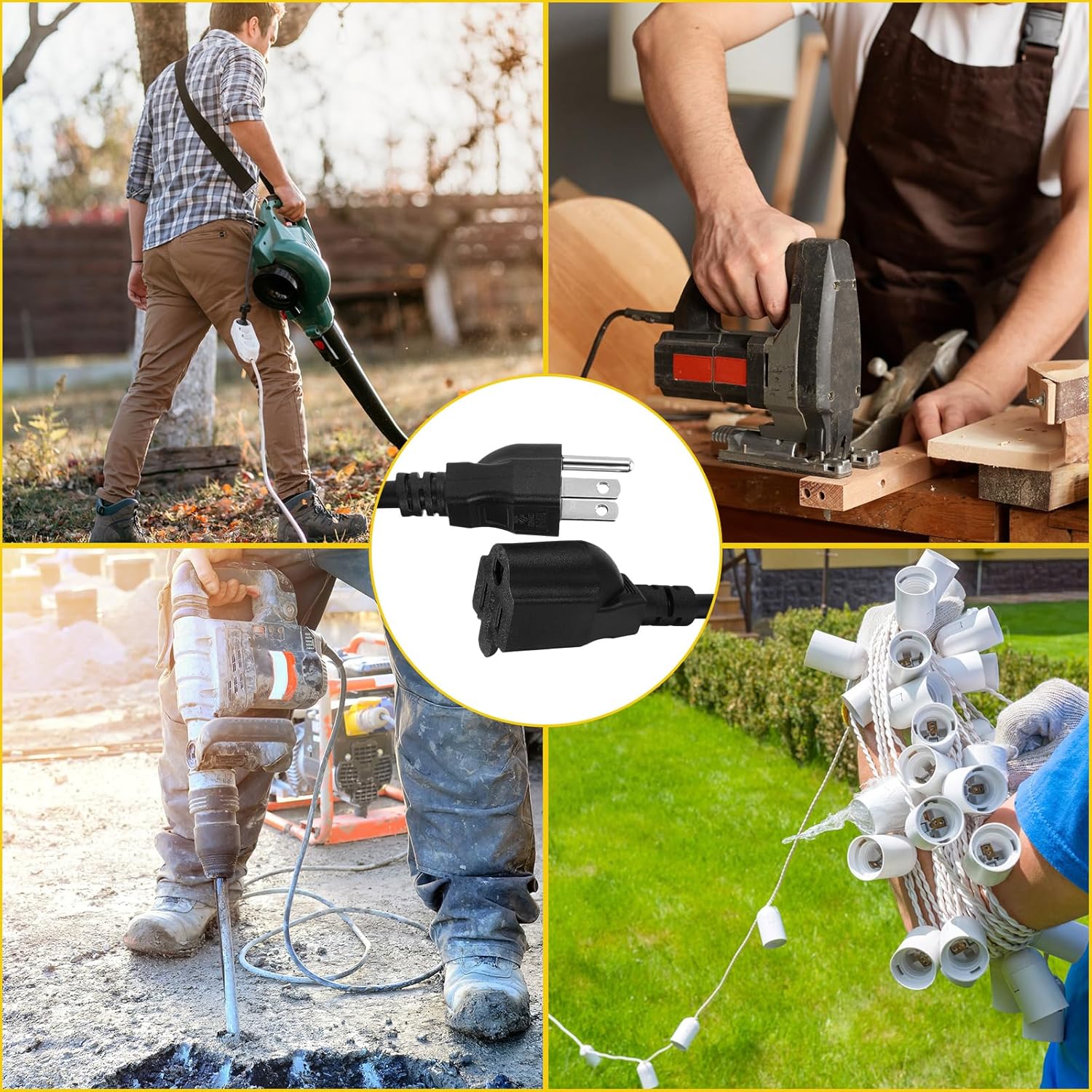 Kanayu 10 Pcs 3 Feet Extension Cord, 16 AWG SJW Heavy Duty Power Cable 13 Amps 125V Extension Cable with 3 Prong for Indoor Outdoor Electrical Kitchen Appliances, UL Listed(Black)