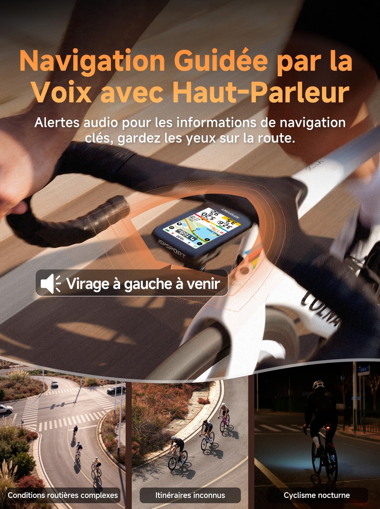 iGPSPORT BSC500 Compteur Velo sans Fil, 3,3" Grand Écran Tactile Navigation Vocale Sonnette Électronique Mode, d’Entraînement en Montée, 32 Go Compteur Velo GPS