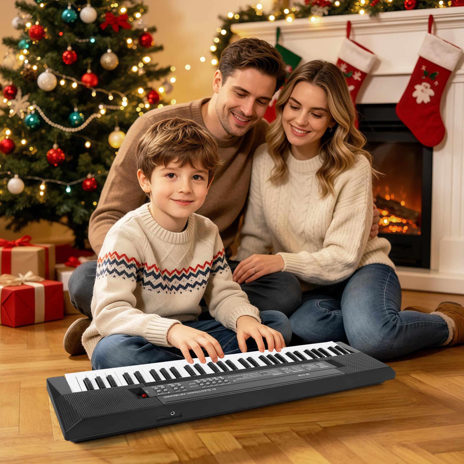 61 Touches Enfants Piano Clavier, Piano Électronique Clavier Musical Jouet | Piano Enfants Musical avec Micro, Instruments de Musique Jouet Cadeau pour Débutants Garçons et Filles de 3 à 12 Ans