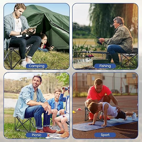 Miniatura 7 de Taburete acolchado para campamento, reposapiés de gran tamaño de 18 pulgadas, silla de campamento de 500 libras, reposapiés plegable para