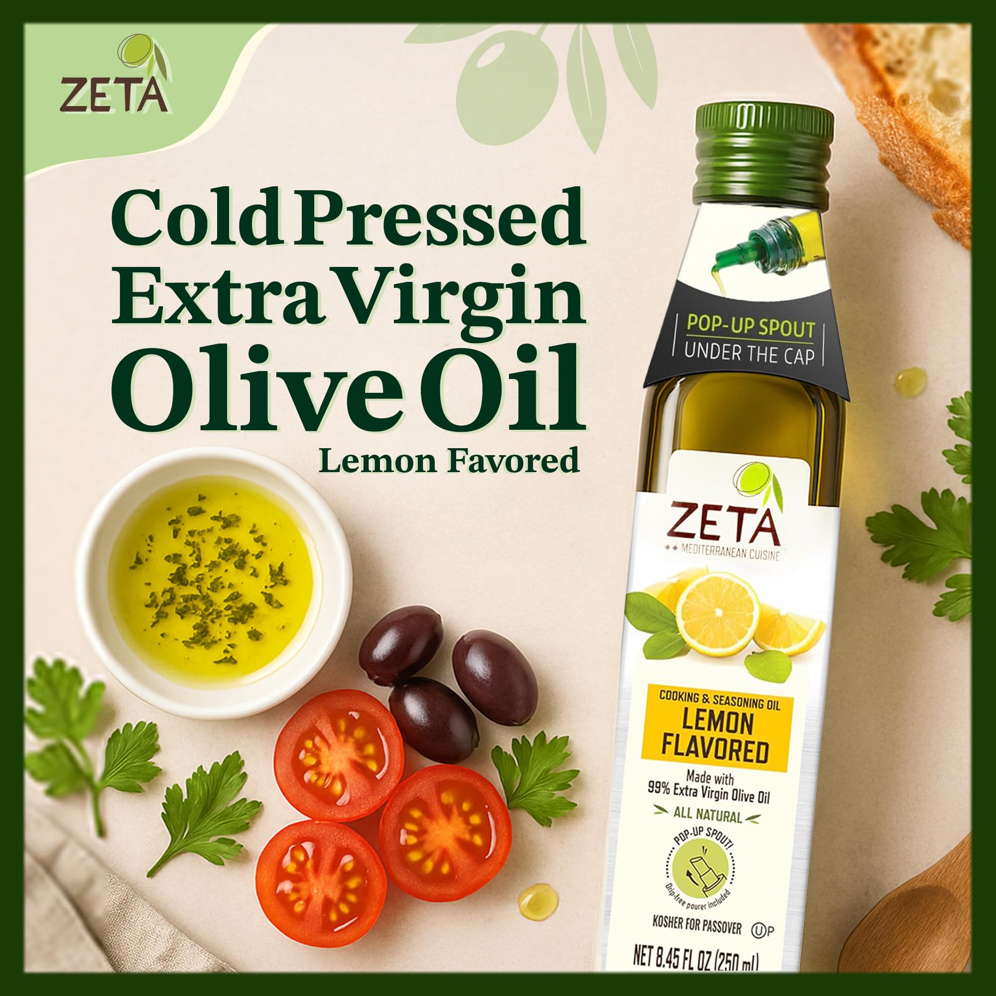 Amazon.com : Zeta Extra Virgin Olive Oil with Lemon 8.5fl oz. Pack