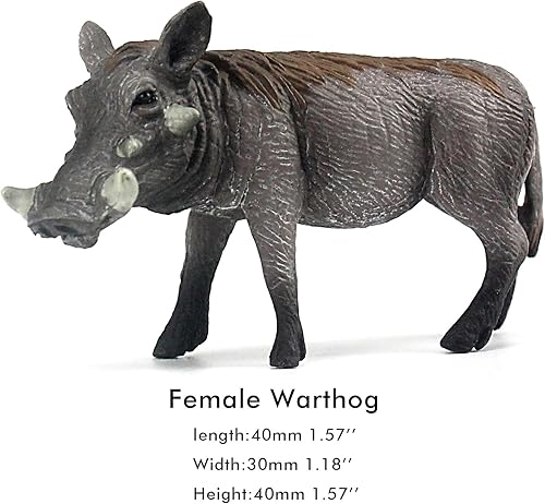 Miniatura 2 de Figura de animales africanos de la selva de juguete Warthogs figura realista de plástico conjunto de juego de 3 piezas