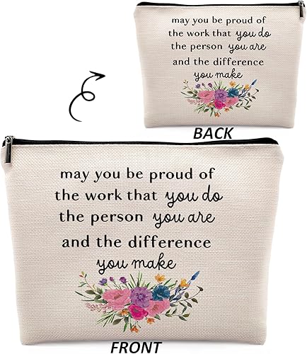 Miniatura 2 de Bolsa de cosméticos de maquillaje con texto en inglés «May You Be Proud of the Work You Do», regalos de agradecimiento para mujeres, bolsa de aseo