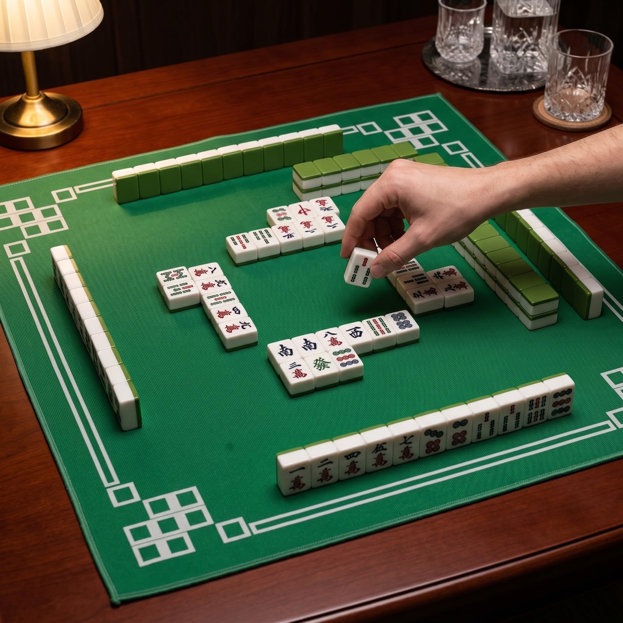 Tapis de Mahjong Carré Antidérapant 2 Pièces, Crystal Velvet pour Table
