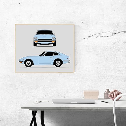 Miniatura 9 de Datsun Nissan 240Z 1970-1973 Front and Side Inspired Poster Print Wall Art Decor Handmade Unframed
