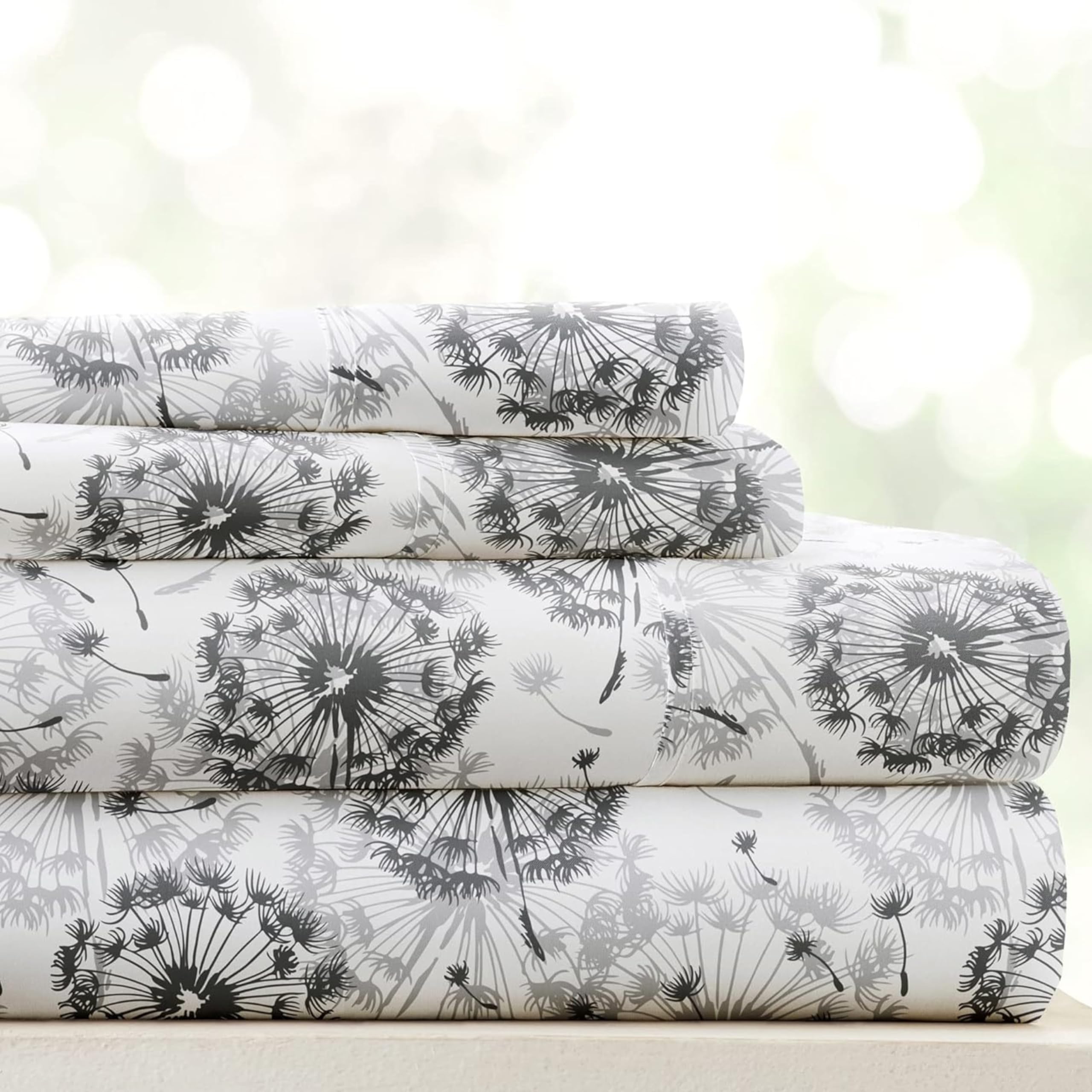 ienjoy Home Linen Market 4 Piece Queen Bedding Sheet Set (Gray Floral) - Sleep Better Than Ever with These Ultra-Soft & Cooling Bed Sheets for Your Queen Size Bed - Deep Pocket Fits 16" Mattress