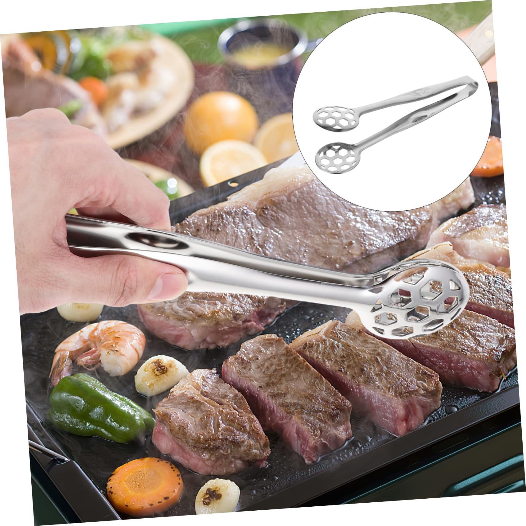 ASAKKURA Stainless Steel Food Tongs for Serving Grilling and Cooking Versatile Kitchen Tool for Steak Bread Bbq and Buffet Non- Grip for Safe Use