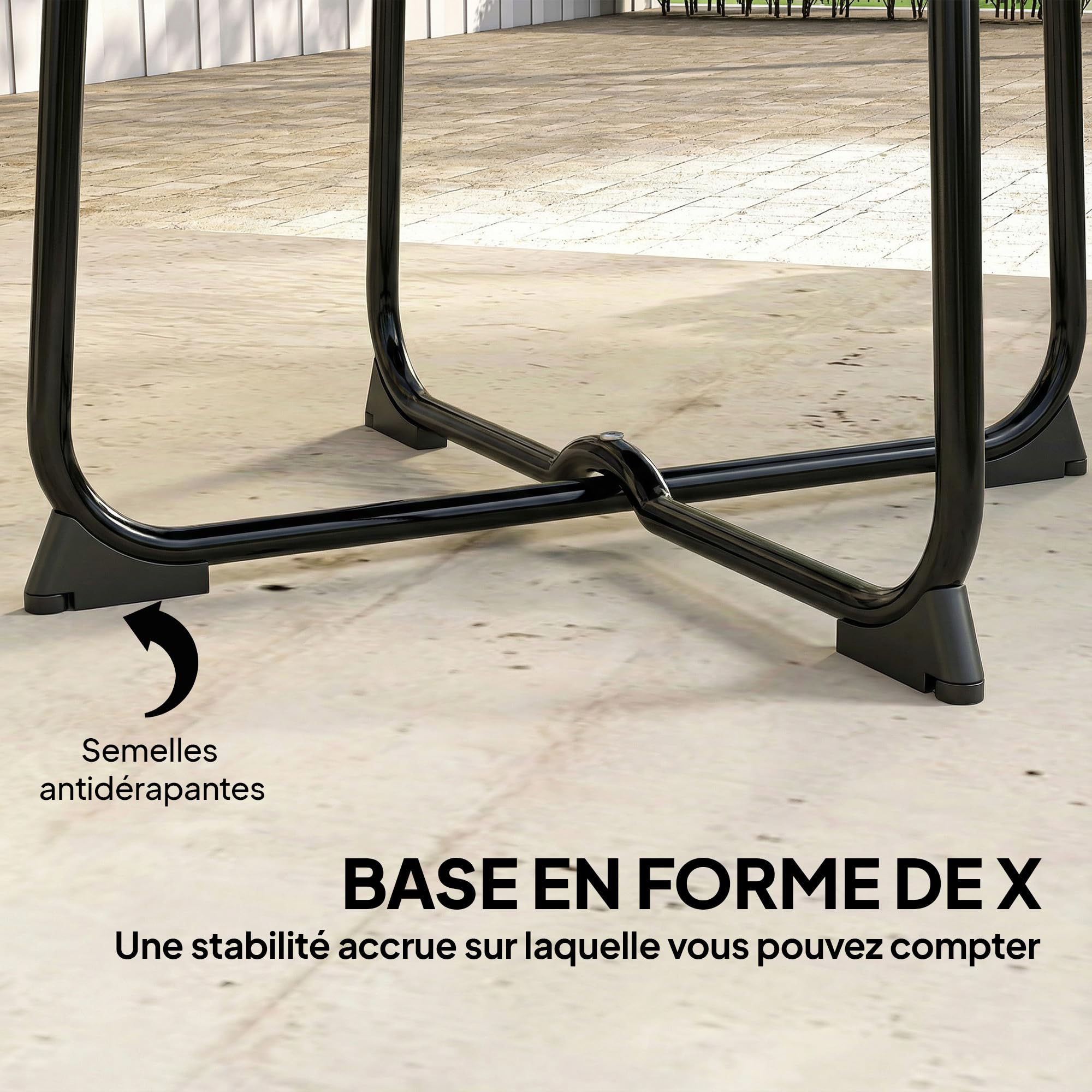 Outsunny Mesa de centro exterior para 2 personas, mesa de jardín redonda, base en X, estructura de metal, para balcón, patio, terraza, Ø 50 x 45,5 cm, color negro