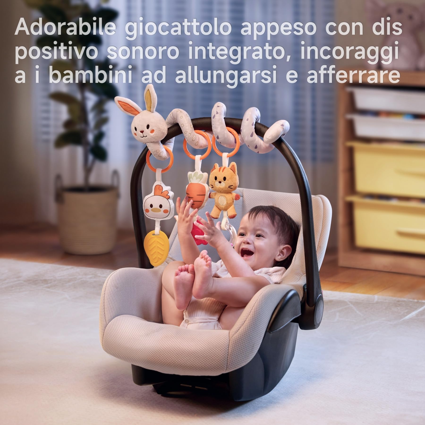 TUMAMA Kids Arco Giocattolo da Gioco per Passeggino 2 in 1 con Giocattolo a Spirale Staccabile Giocattoli Appesi per Neonati 3 6 9 Mesi