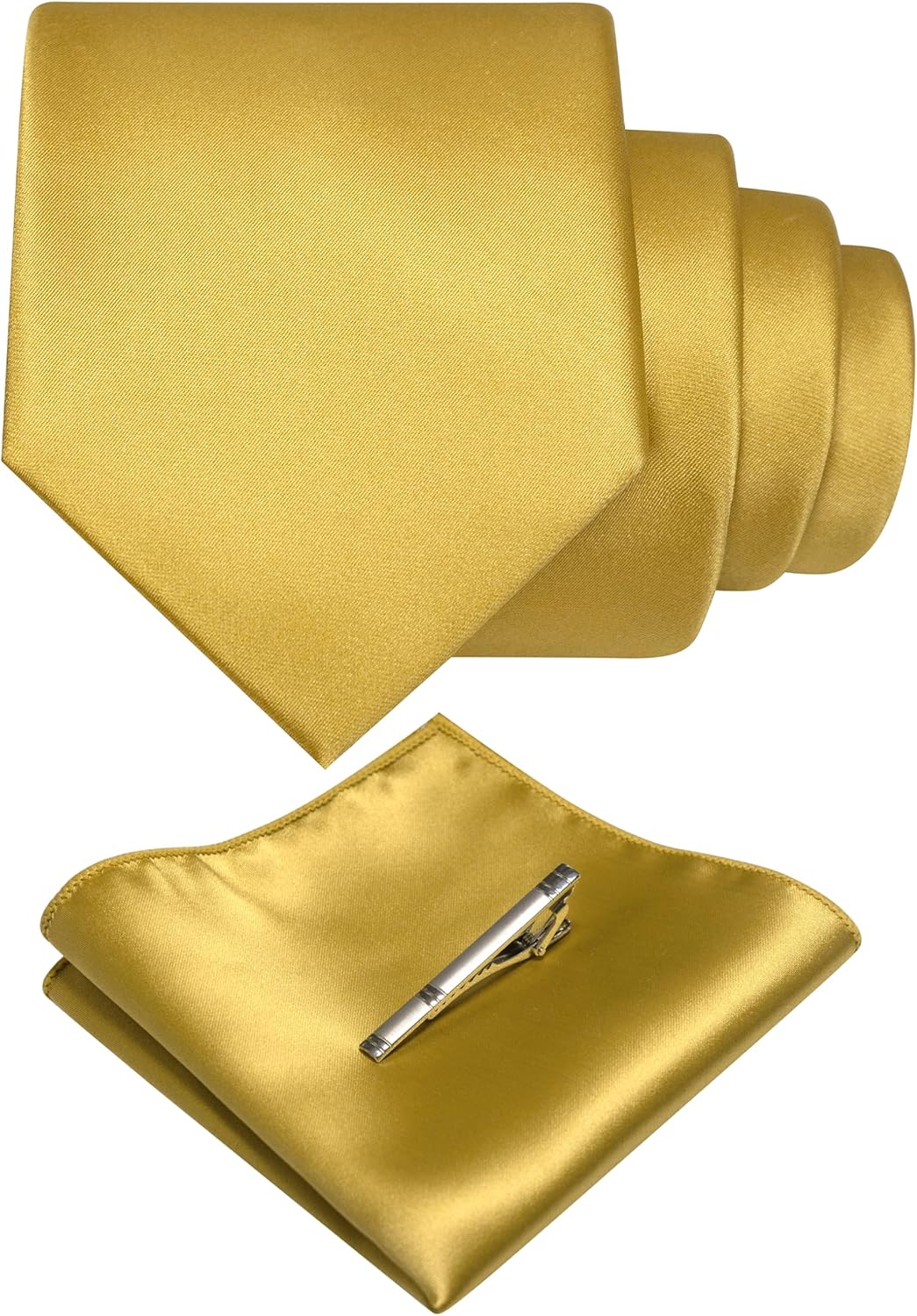 RBOCOTT Mens Woven Tie and Pocket Square with Tie Bar Sets Solid Necktie