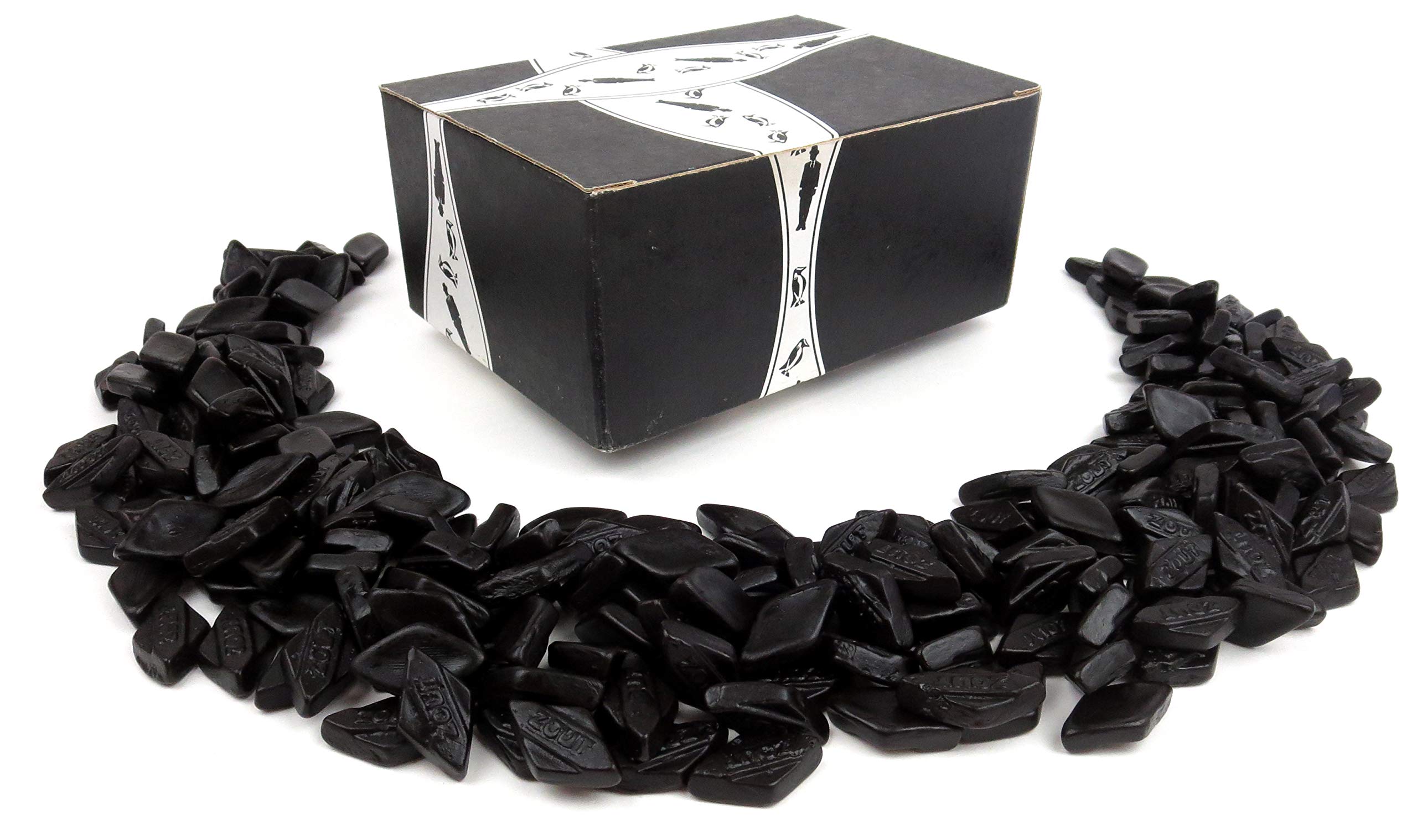 Gustaf's Dutch Schuinzout Diamond Salt Licorice, 2.2 lb Bag in a BlackTie Box