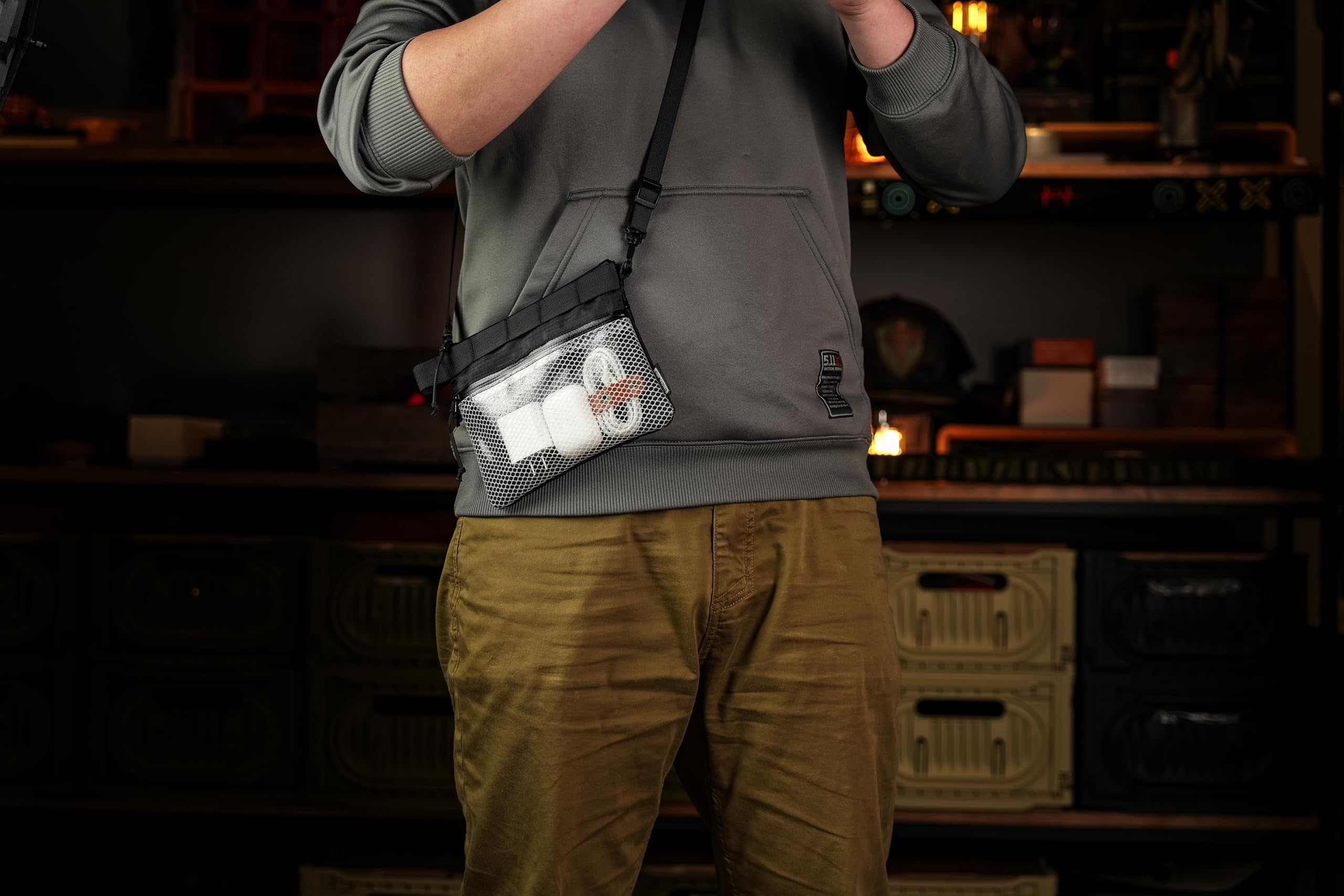 TACTICAL_GEEK Storage EDC mała torba, wodoszczelna nylonowa organizacja, wielofunkcyjna torba do noszenia, półprzezroczysta torba z siateczki do przechowywania, A15, przezroczysty, S, torba do