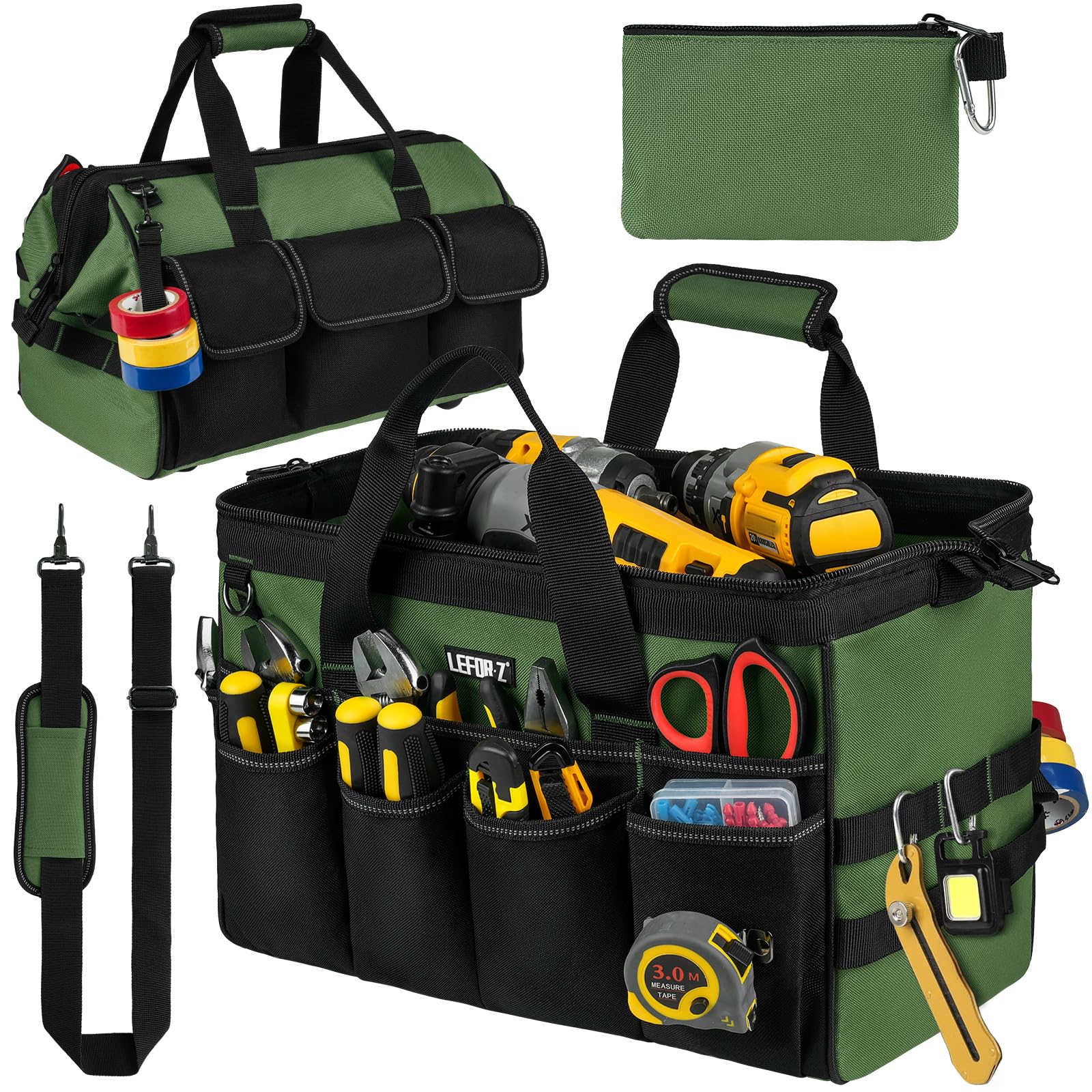 Tool Bag 16-Inch Heavy Duty Tool Bags for Men 27 Pockets Tool Box Organizer Storage Wide Mouth Toolbag