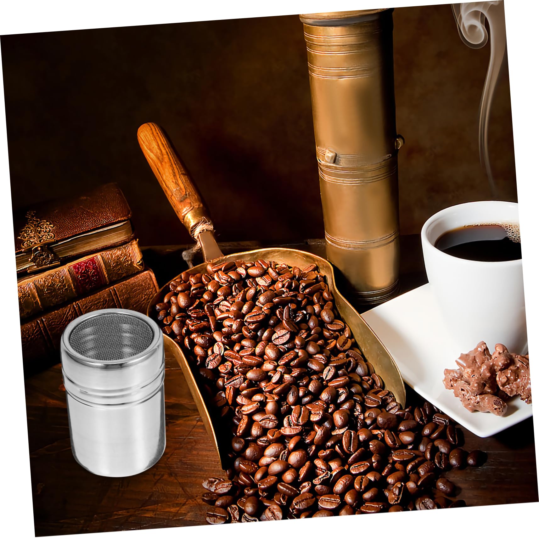 Unomor Duster Flour Shaker Reusable Shaker Sugar Baking Shaker Chocolate Powder for Coffee Reusable Chocolate Powder Shaker Powdered Sugar Shaker Chocolate Sprinkle Spice Shaker Pp Silver