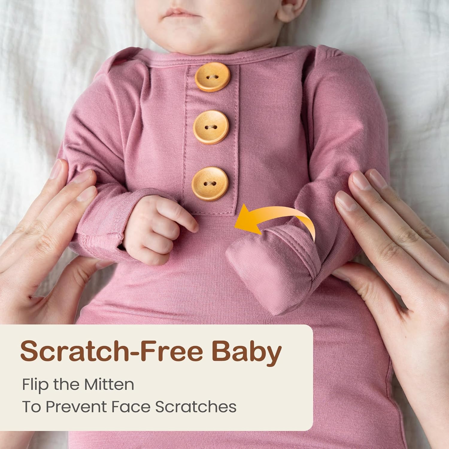 2 Pack Newborn Baby Girl Romper & Knotted Gown Set with Headbands, Announcement Sign, Soft Infant Outfit for Hospital - Image 3