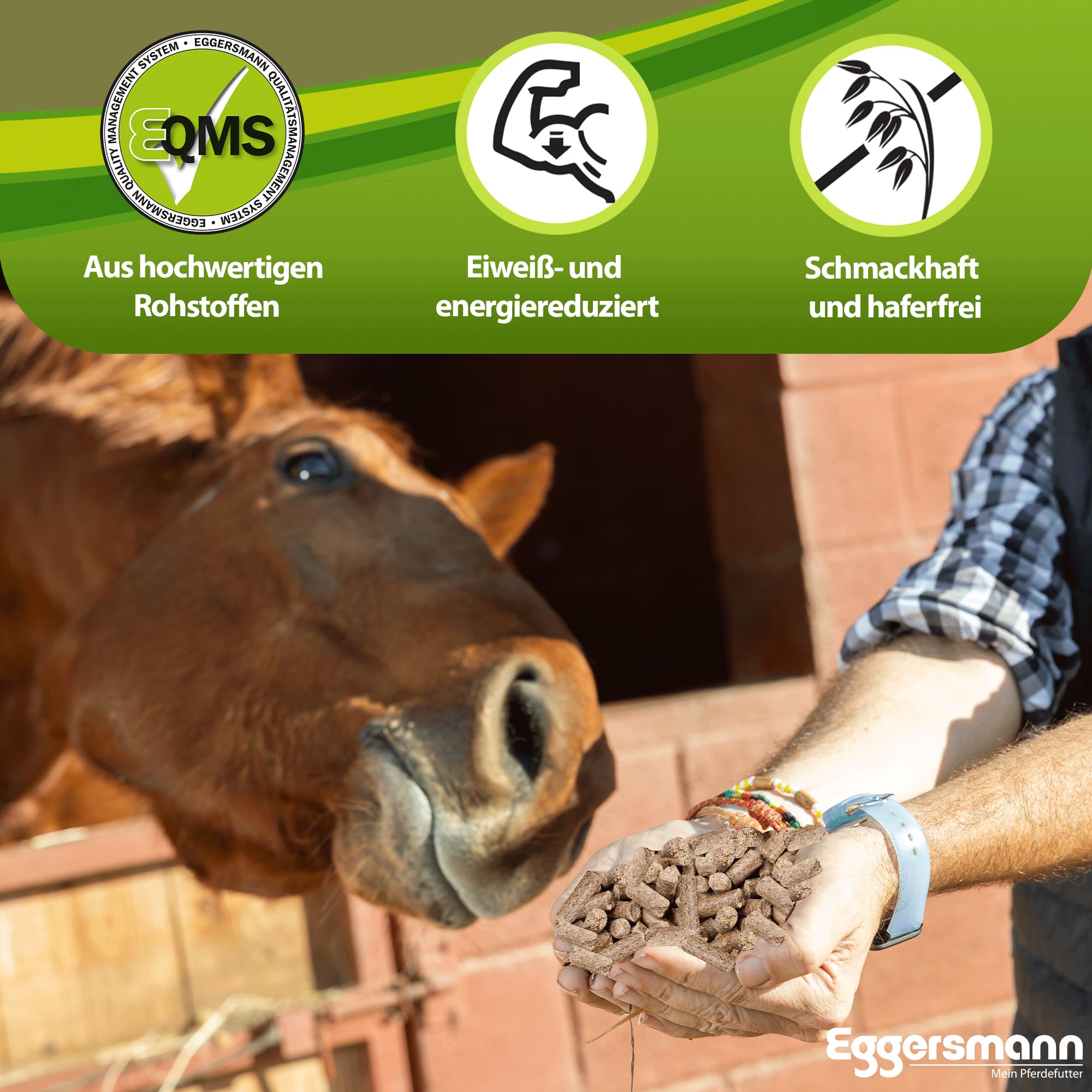 Eggersmann Mein Pferdefutter Combi Pellets 10 mm 25 kg – Mangime misto pelletizzato per cavalli e pony – Complemento ideale per l'alimentazione di avena e fieno – cibo per cavalli riduce le proteine e
