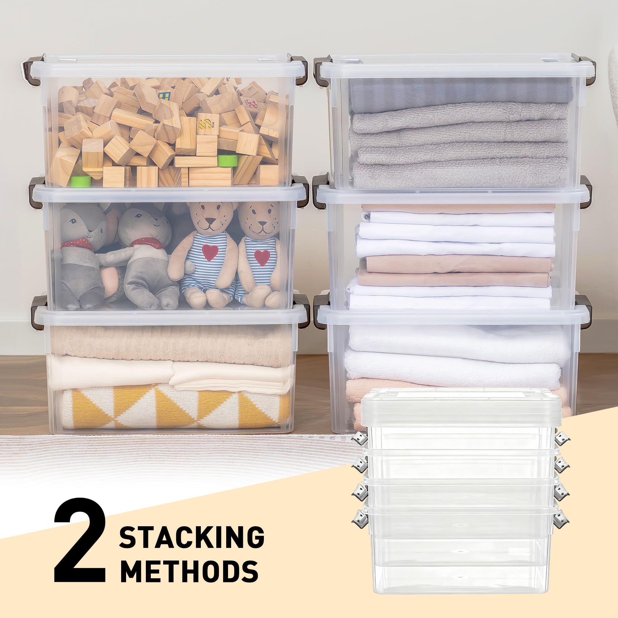 Citylife 6 Packs 17 QT Plastic Storage Bins with Lids Large